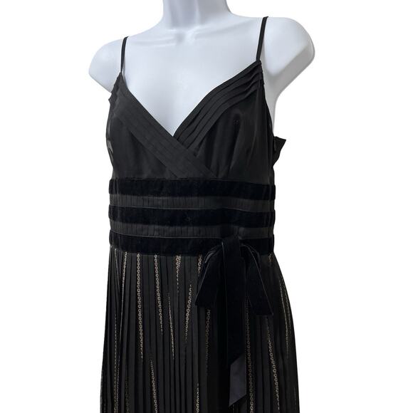 VTG Ann Taylor Velvet Trim Midi Dress Size 4 Black Y2K Fairy Grunge Whimsigoth - Picture 3 of 8